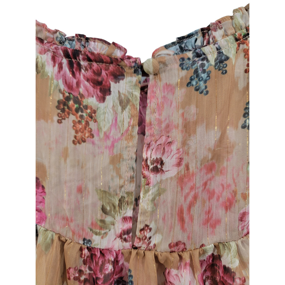 Torrid Size 4 Crinkle Chiffon Flutter Sleeve Sheer Blouse Floral Flowers - Picture 8 of 8